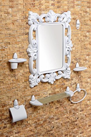 Dekoratif Kare Ayna Seti 8 Parça - Beyaz