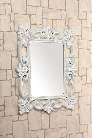 Dekoratif Kare Ayna Beyaz - Beyaz