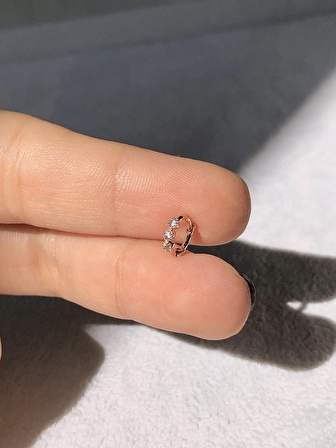 NATURE Cerrahi Çelik Zirkon Taşlı Rose Gold 0,5cm Küçük Halka Piercing