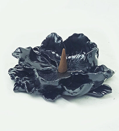 Lotus Çiçeği Konik Tütsülük Siyah