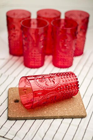 Akrilik Kırmızı Tekli Uzun Bardak & Su Meşrubat Bardağı 750 ml ( Büyük Boy & Cam Değildir )