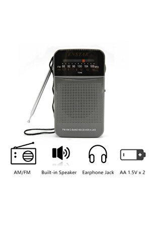 Radyo Pilli Cep Radyosu Fm-am Güçlü Çekim Kaliteli Kulaklık Girişi Olan El-cep-deprem Çantası Radyo
