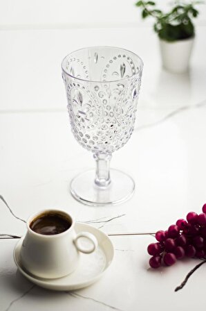 Akrilik Şeffaf Tekli Kadeh & Su Meşrubat Kahve Yanı Bardağı 450 ml ( Cam Değildir )