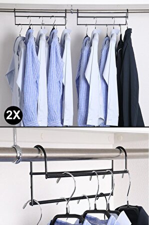 2 Adet Metal Elbise Askısı Gardrop Dolap İçi Düzenleyici Askı Gömlek Kıyafet Askılık