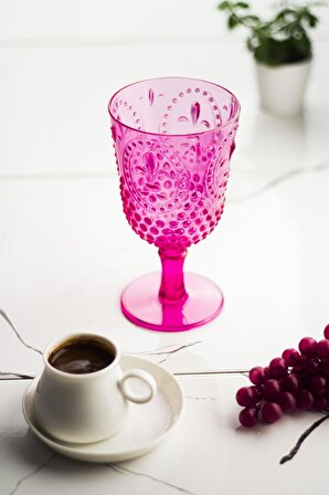 Akrilik Pembe Tekli Kadeh & Su Meşrubat Kahve Yanı Bardağı 450 ml ( Cam Değildir )