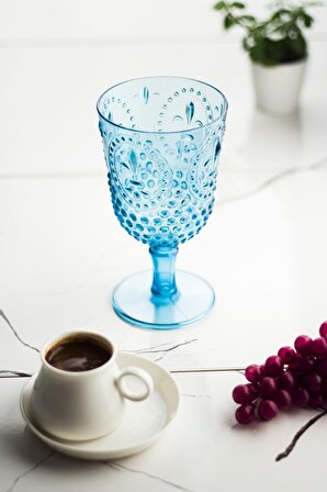 : Akrilik Aquamarin Tekli Kadeh & Su Meşrubat Kahve Yanı Bardağı 450 ml ( Cam Değildir )