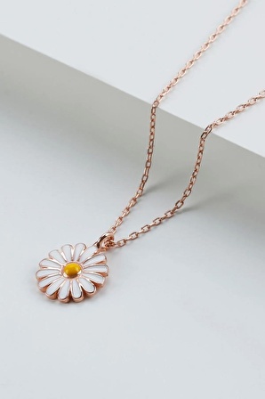 925 Ayar Papatya Rose Kadın Gümüş Kolye