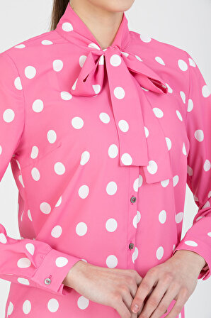 Jessica Kumaş Puantiyeli Fularlı Bluz