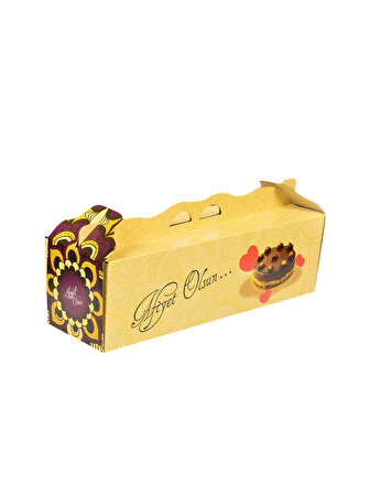 Baton Yaş Pasta Kutusu 100'lü Paket | 10x10x30 cm Krome Karton Baskılı Ambalaj