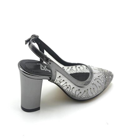 Zk08 Kadın Topuklu Taşlı Ayakkabı