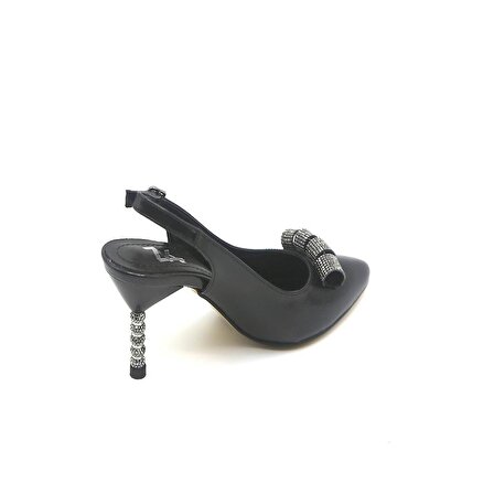 Zk260 Kadın Topuklu Taşlı Rugan Ayakkabı