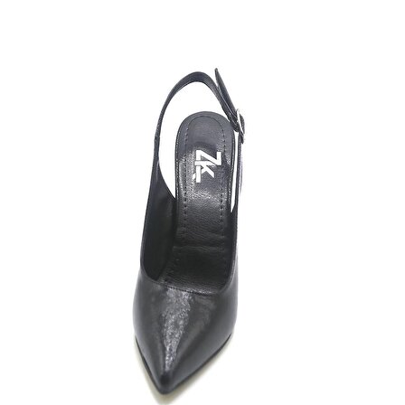 Zk271 Kadın Topuğu Taşlı Rugan Ayakkabı