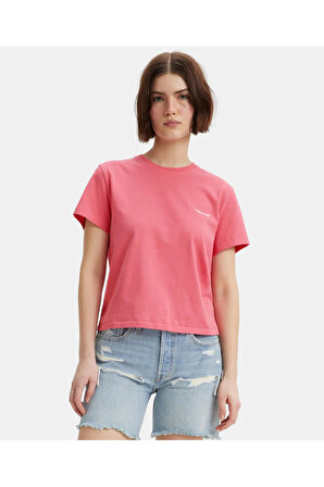 Levi's Kadın Düz Pembe Pamuklu T-shirt A1712-0043