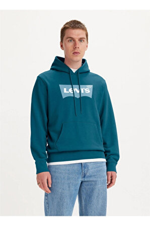 Levi's Kapüşon Yaka Pamuklu Mavi Erkek Sweatshirt - A2410-0008 STD GRAPHIC HOOD