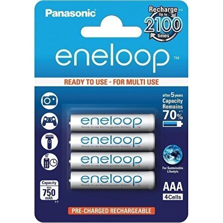 Panasonic Eneloop  BK-4MCCE/4BE ince kalem pil 1,2 Volt 750 mAh 4'lü