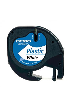 Dymo S0721660 Letratag Plastik Etiket 12 mm X 4 Metre Beyaz 91201