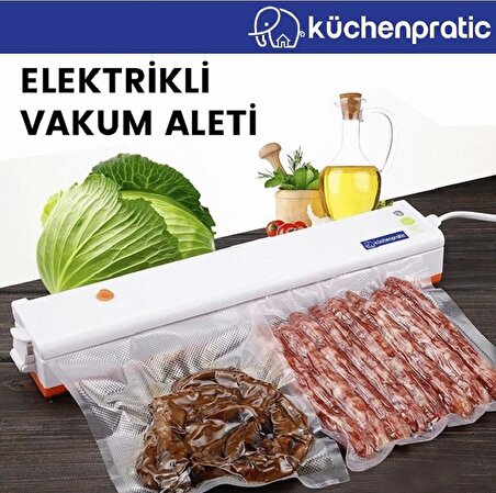Küchen Pratic Ev Tipi Elektrikli Vakum Makinesi - Turuncu - 10 Torba