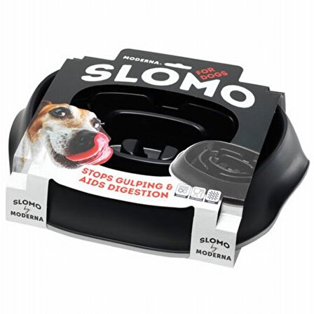 Moderna Slomo Hızlı Yeme Önleyici Köpek Mama Kabı Siyah 950ml 