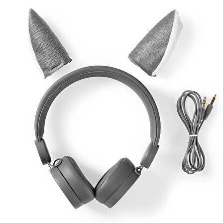 Nedis Willy Wolf Gri Çıkarılabilir Aksesuarlı Kulak Üstü Çocuk Kulaklığı