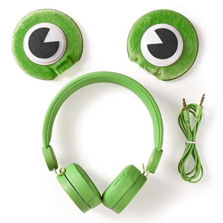 Nedis Freddy Frog Yeşil Çıkarılabilir Aksesuarlı Kulak Üstü Çocuk Kulaklığı