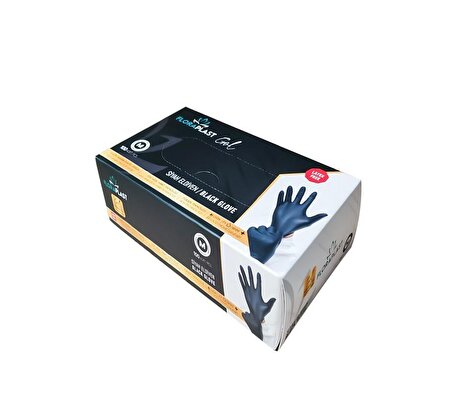 Glove M Beden Tpe/pe Pudrasız Tek Kullanımlık Siyah Elastik Eldiven 100 Adet