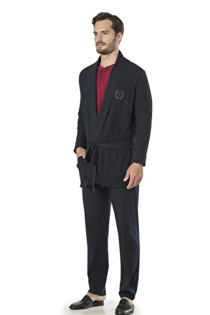 Pierre Cardin Çeyizlik Triko Ropdöşambr Ve Pijama 5'li Takım 5595 - Lacivert