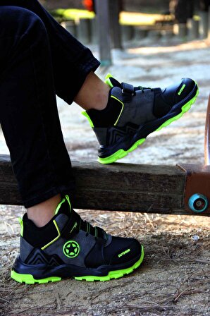 Unisex Çocuk Spor Bot Suya Dayanıklı Bantlı Ve Lastikli Kolay Kullanım Sıcak Astarlı Siyah Sarı Yeşil Fume Mor Taba BP-LLS-022