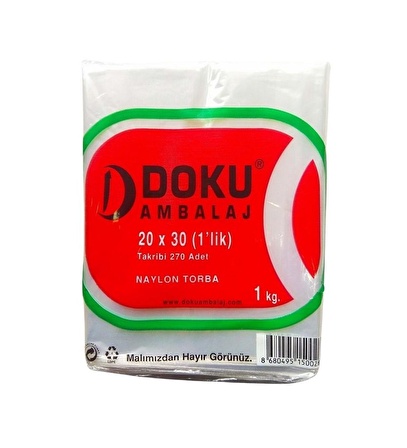 Doku Naylon Şeffaf Torba 1 Kg 20x30 (1'lik)