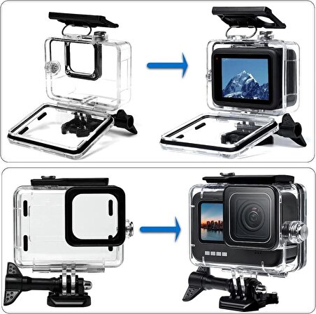 GoPro Hero 12/11/10/9 Black Kit için aksesuar seti, BMUUPY su geçirmez koruyucu kılıf, su geçirmez gövde, şnorkel aksesuarı, bisiklet tutucu, selfie çubuğu, kafa kayışı, GoPro Hero12 Gopro12 için