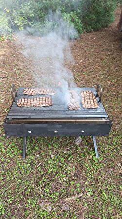30x45 steak nusret ızgaralı kamp mangalı döküm ızgara portatif ayaklı
