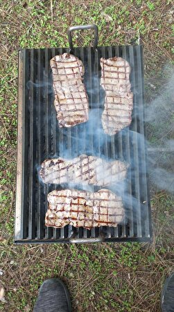 30x45 steak nusret ızgaralı kamp mangalı döküm ızgara portatif ayaklı