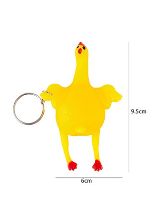 Komik Tavuklu Yumurtlayan Sarı Eğlenceli Tatlı Figürlü Stres Azaltıcı Silikon Anahtarlık