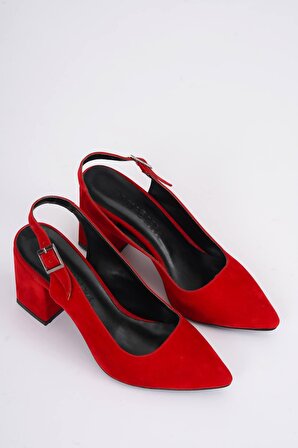 Vaness Kırmızı Dekolte Topuklu Ayakkabı
