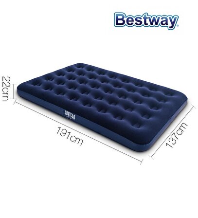 Bestway 67002 Flocked Blue Çift Kişilik Şişme Yatak