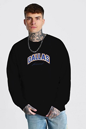 Oversize Dallas Ön Baskılı Unisex Sweatshirt