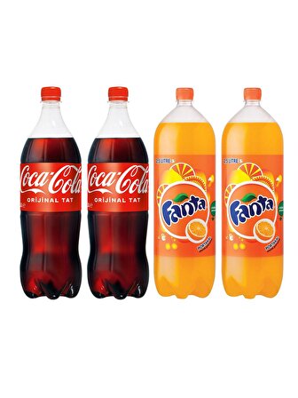 Coca-Cola 2,5 lt (2 Ad) + Fanta Portakal 2,5 lt (2 Ad) / 4 lü Set