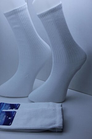 8 Çift Düz Beyaz Renk Unisex Tenis Çorap