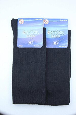 4 Çift Düz Siyah Renk Unisex Tenis Çorap