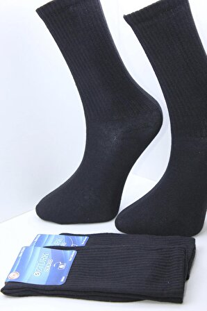 8 Çift Düz Siyah Renk Unisex Tenis Çorap
