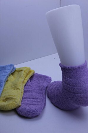 4 Çift Kız Çocuk 7-9 Yaş Arası Havlu Kışlık Çorap