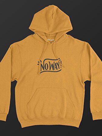 Noway Baskılı Tasarım 3 İplik Kalın Sarı Sweatshirt Hoodie 