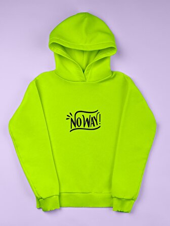 Noway Baskılı Tasarım 3 İplik Kalın Neon Sarı Sweatshirt Hoodie 