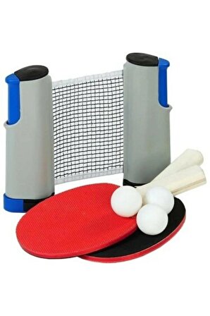 Tenis Masası Filesi Portatif Masa Tenis Filesi 150 Cm 2 Raket + 3 Top Pinpon Seti
