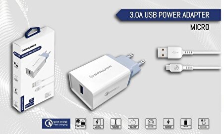 Sprange M-30 Micro USB Hızlı Şarj Aleti Beyaz