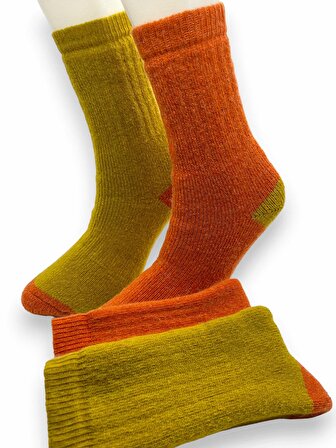 CİHO SOCKS Premium 2 Çift Kadın Alpaka Yünlü Yumuşak Yıkamalı Norveç Tipli Termal Soket Çorap