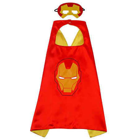 Avengers İron Man Kostüm Seti (Pelerin + Maske) (70x70 cm)
