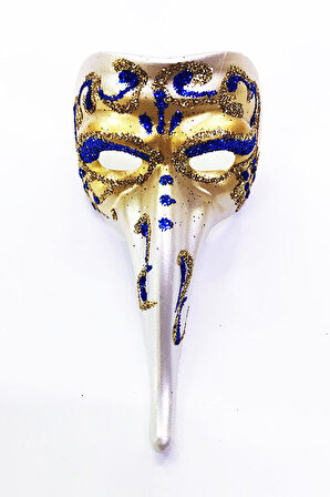 Venedik Uzun Maske Magnet -  Koyu Mavi İşlemeli Seramik