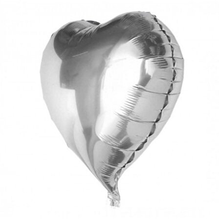 Gümüş Renk Kalp Folyo Balon (60 cm) 24 inç