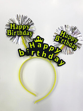 Neon Happy Birthday Doğum Günü Tacı (12 Adet) - Karışık Renkli