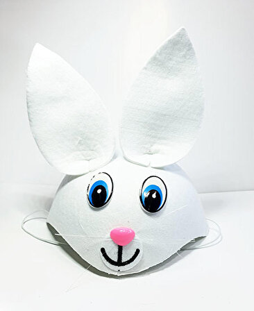 Uzun Kulaklı Tavşan Şapkası - Beyaz